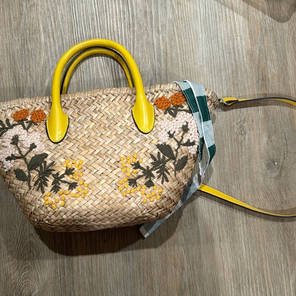 Zara Floral Raffia Tote With Crossbody Strap - Picture 2 of 4